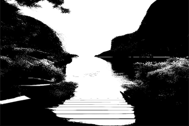 Vector beautiful scenery vector image overlay monochrome destressed grungy background texture