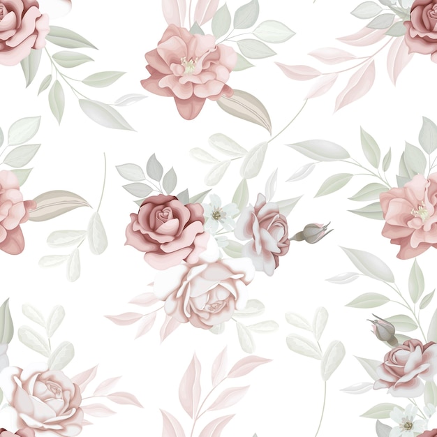 Beautiful seamless pattern flower and leaves