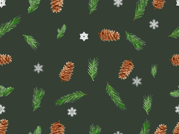 beautiful seamless pattern with floral and christmas ornament