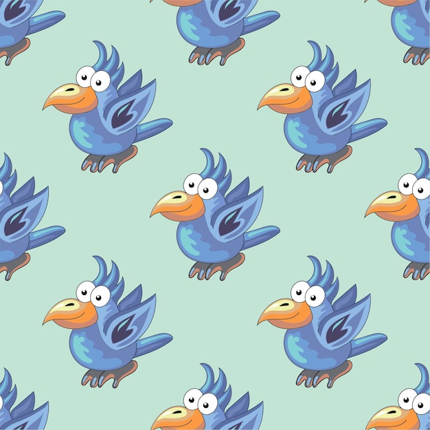 Beautiful seamless pattern with funny parrots vector illustration