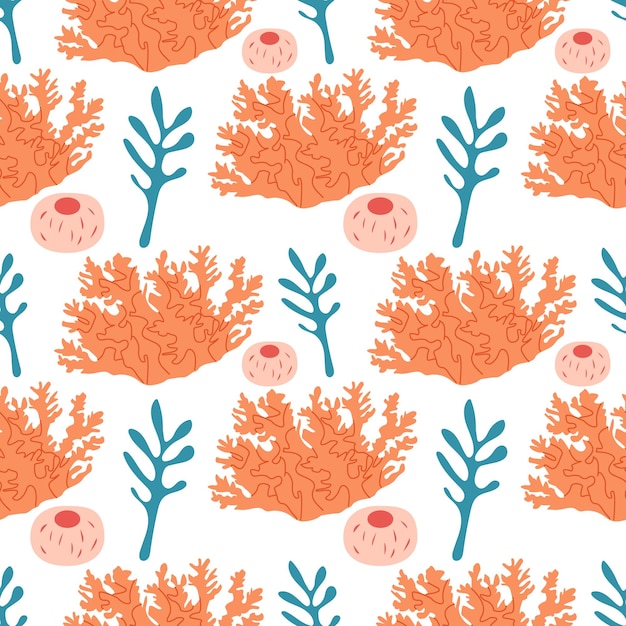 Beautiful seamless vector tropical pattern with corals Perfect for wallpapers web page backgrounds