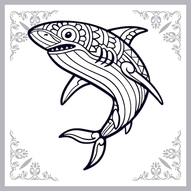 Beautiful Shark zentangle arts isolated on white background