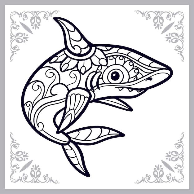 Beautiful Shark zentangle arts isolated on white background