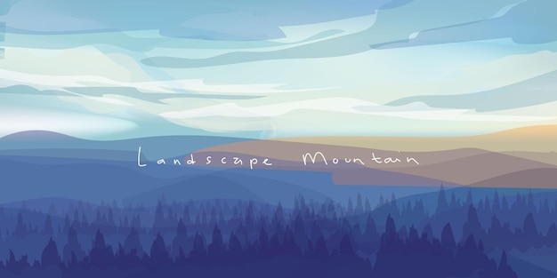 Beautiful silhouettes mountain landscapes background vector illustration