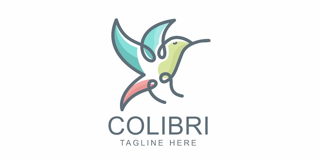 Vector beautiful simple bird colibri logo design