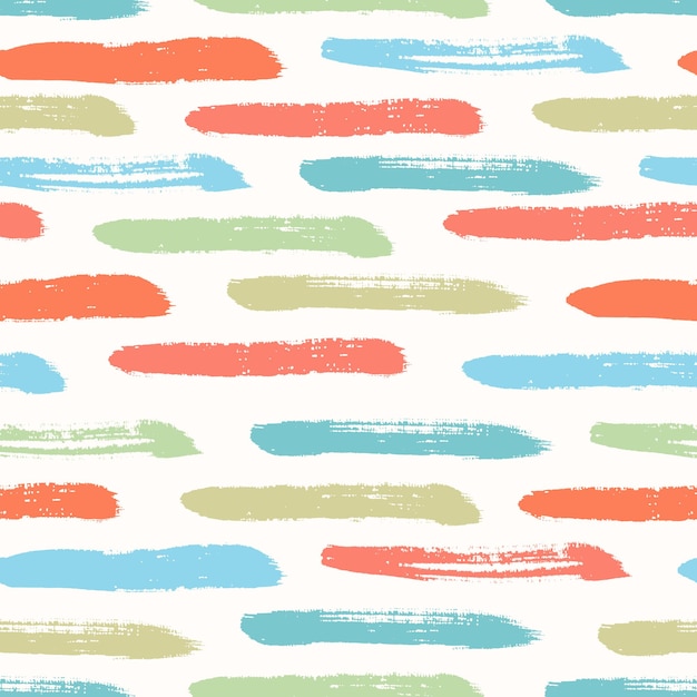 Beautiful simple seamless pattern with horizontal colorful brush strokes