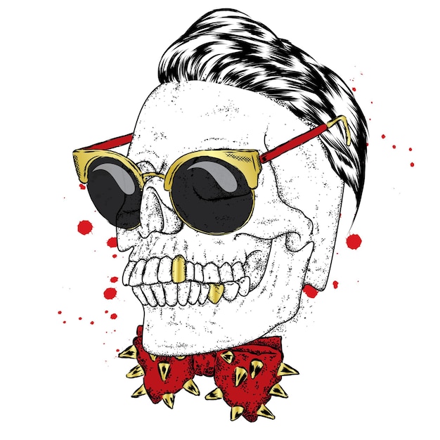 Beautiful skull in stylish fashion glasses