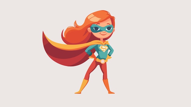 Beautiful Smiling Redhead Girl Superhero or Supergirl in Action Poses