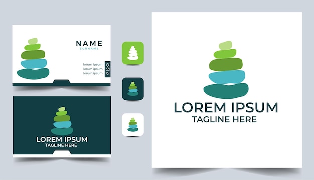 Beautiful Spa Stones Yoga Logo design and Business Card Sign Template