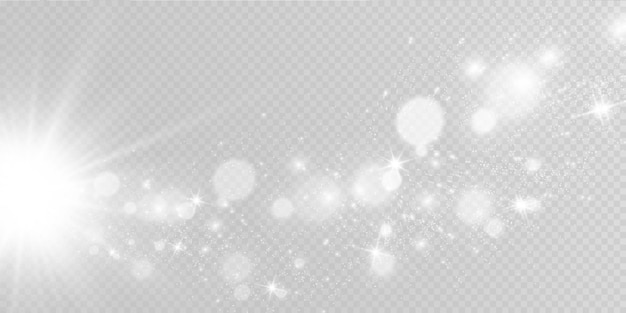 Beautiful sparks shine with special light. Vector sparkles on a transparent background. Christmas