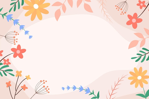 Beautiful spring background with hand drawn flowers