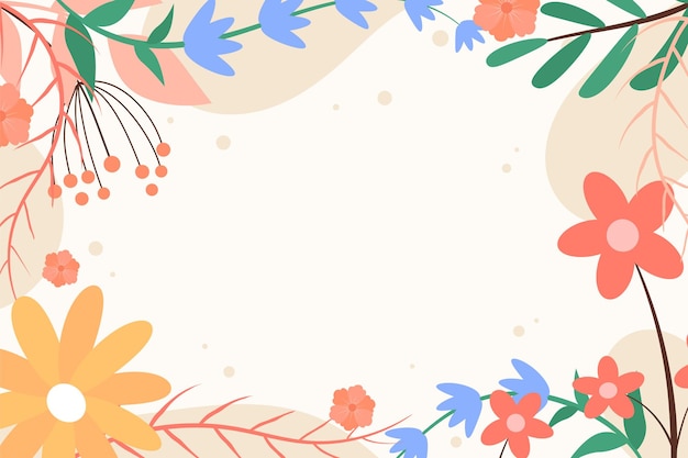 Beautiful spring background with hand drawn flowers