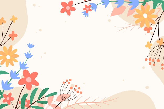 Beautiful spring background with hand drawn flowers