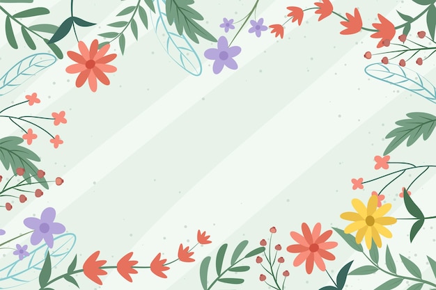 Beautiful spring background with hand drawn flowers