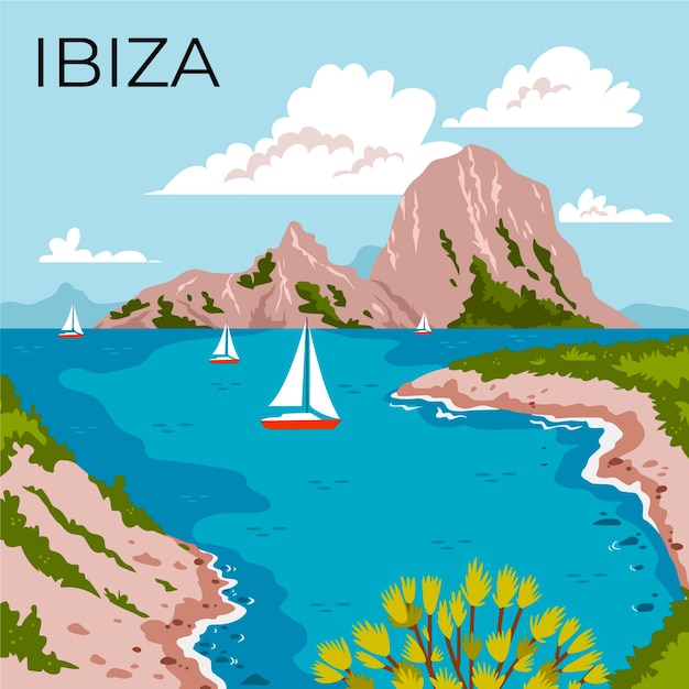 Beautiful summer ibiza illustration