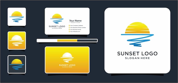 Beautiful sunset in summer logo inspiration