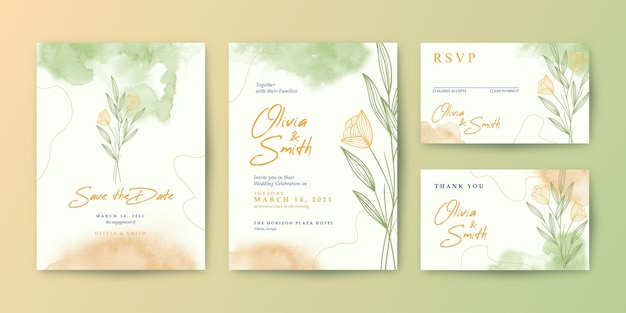 Beautiful and sweet wedding invitation set template