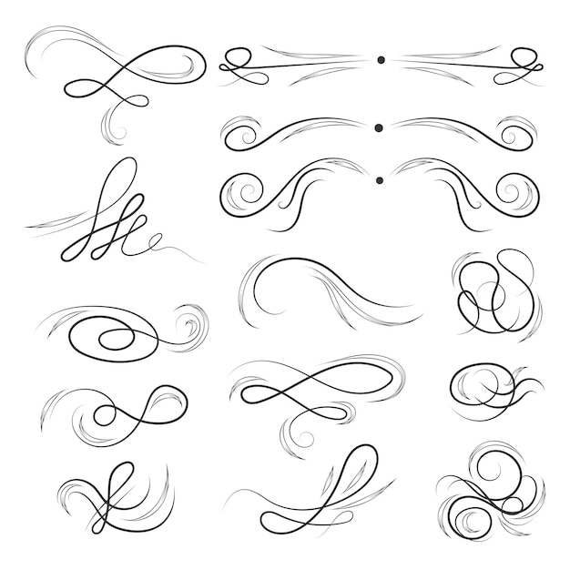 Vector beautiful swirls in classical style for book vintage and wedding design