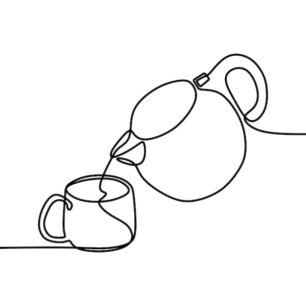 beautiful teapot without drink online continuous single line art