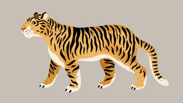 Beautiful tiger illustration isolated on beige background