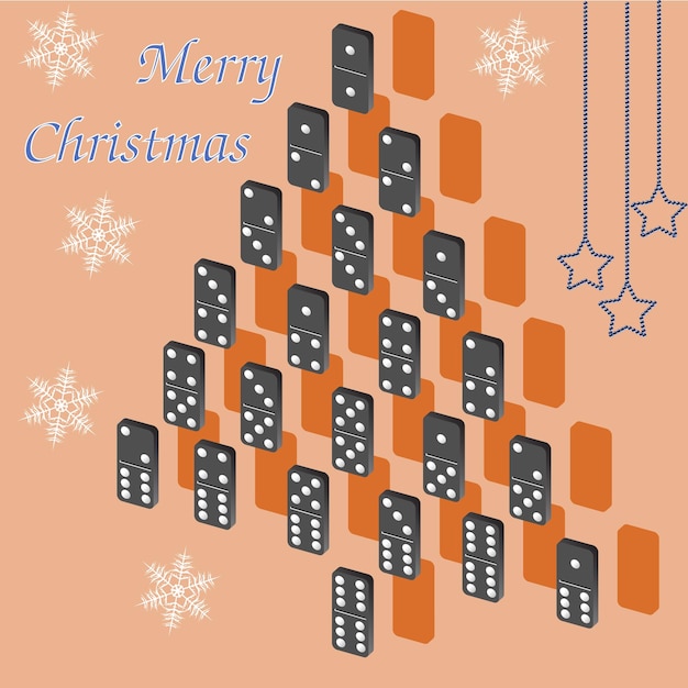 A beautiful tree of dominoes Christmas card