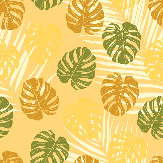 Beautiful tropical monstera leaves seamless pattern design Tropical leaves nature background