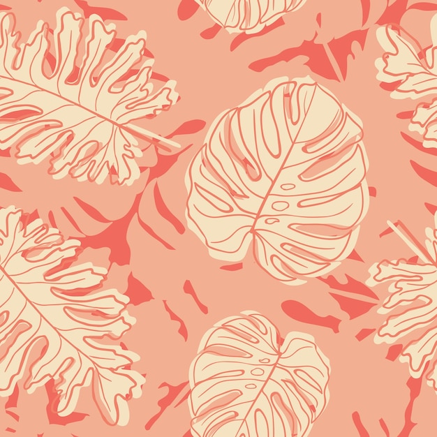 Beautiful tropical monstera leaves seamless pattern design. Tropical leaves nature background.