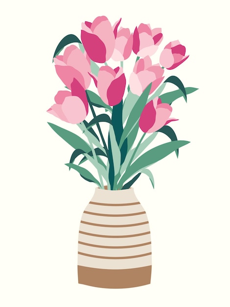 Beautiful tulips flowers bouquet in vase