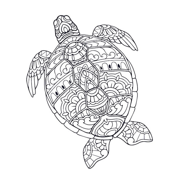 Beautiful Turtle Mandala arts isolated on white background