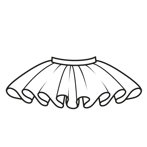 Beautiful tutu skirt outline for coloring on a white background