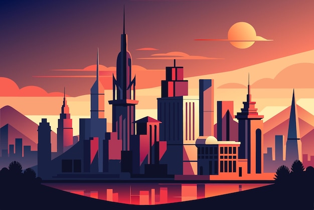 beautiful vector future city art town hail urban metropolis streets cartoon modern