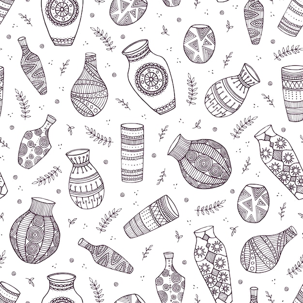 Beautiful vector vases seamless pattern