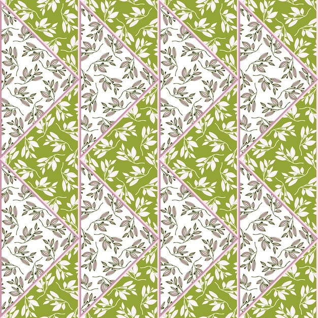 Beautiful vintage leaves mosaic seamless pattern Hand drawn retro style branch tile Botanical endless wallpaper