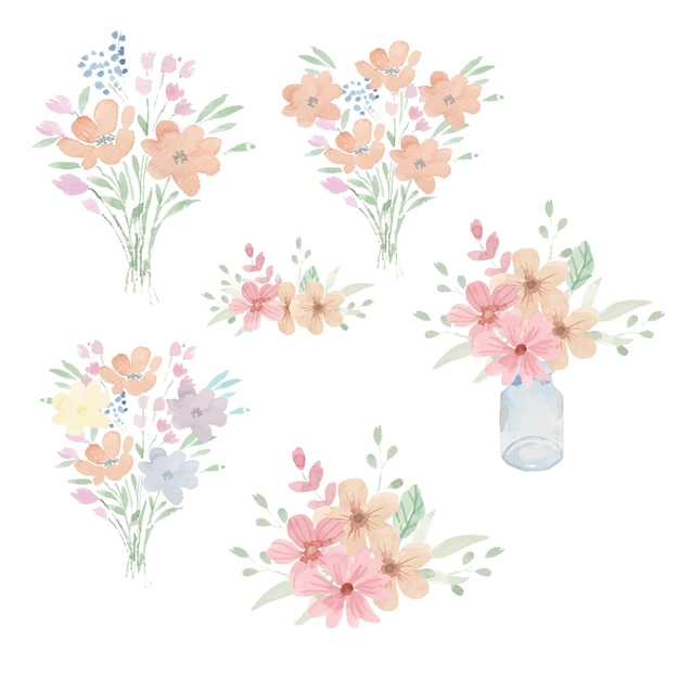 Beautiful Watercolor Arrangement and Bouquet Illustration