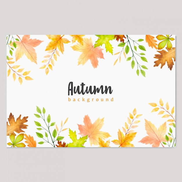 beautiful watercolor autumn leaves wreath background template