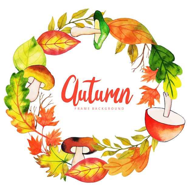 Beautiful Watercolor Autumn Leaves Wreath