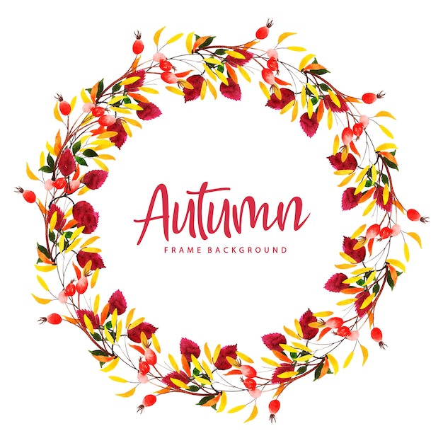 Beautiful Watercolor Autumn Leaves Wreath