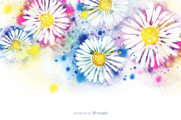 Vector beautiful watercolor daisy flower background