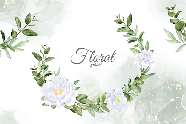 Beautiful Watercolor Floral Background Design with Hand Drawn Peony and Leaves