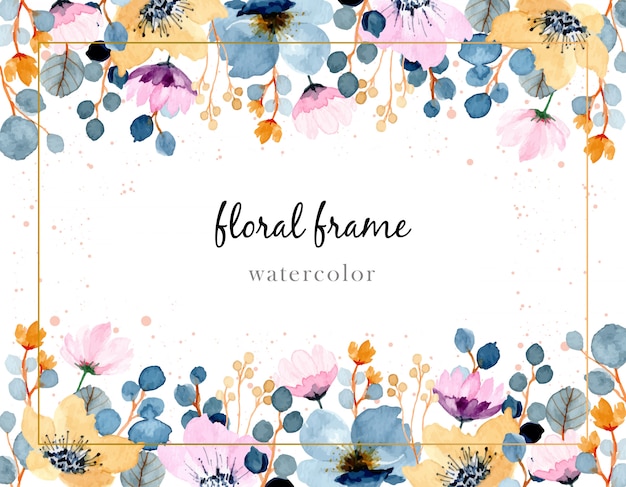 beautiful watercolor floral frame