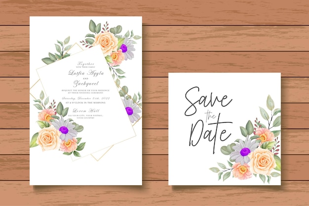 Beautiful Watercolor Floral Invitation Card Set