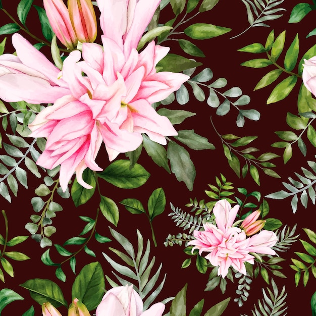 Beautiful watercolor floral seamless pattern