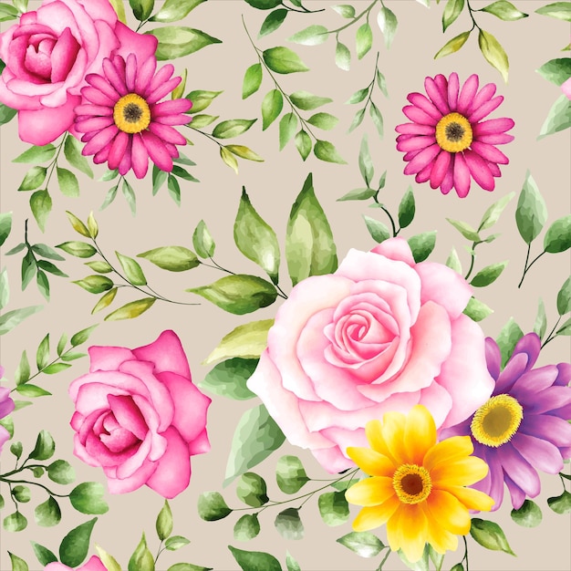 Beautiful watercolor floral seamless pattern