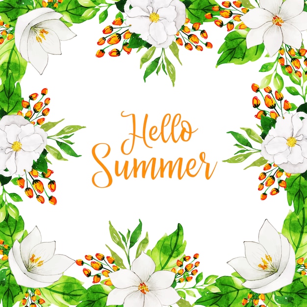 Beautiful Watercolor Floral Summer Background