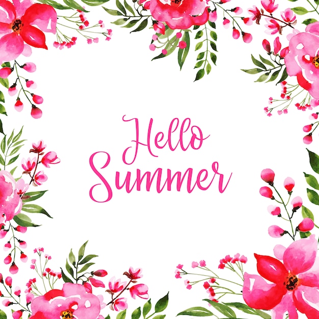 Beautiful Watercolor Floral Summer Background