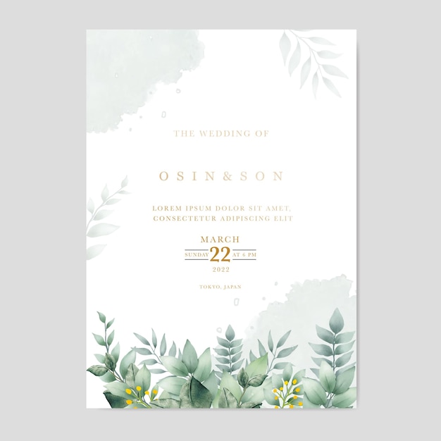 beautiful watercolor floral wedding card template