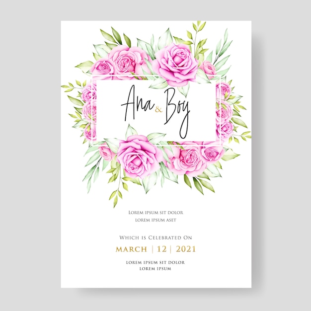 beautiful watercolor floral wedding card 