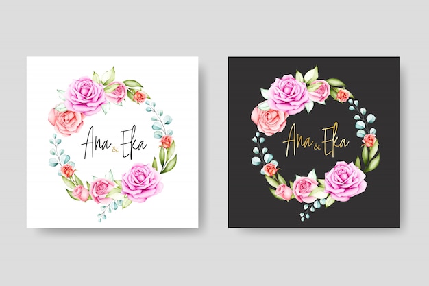 beautiful watercolor floral wedding card 