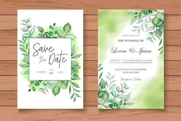 Beautiful Watercolor Floral Wedding Invitation Card Set