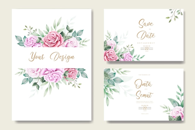 Beautiful Watercolor Floral Wedding Invitation Template